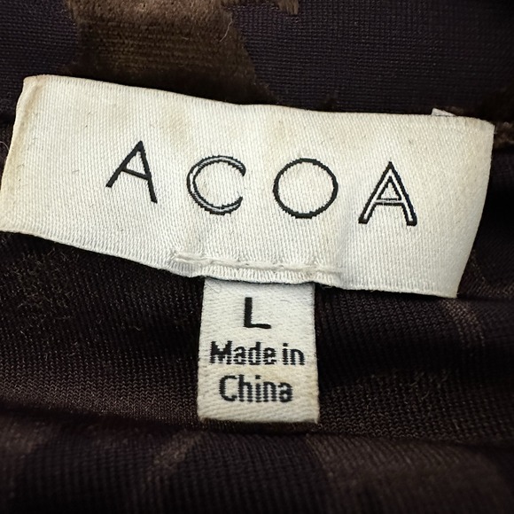 ACOA Y2K Velvet Burnout Blouse Brown Floral Button Front Long Sleeve L - Picture 9 of 11